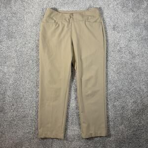 Adidas Pants Womens‎ Medium Khaki Pull On Tapered Stretch Ankle Pockets DP7239